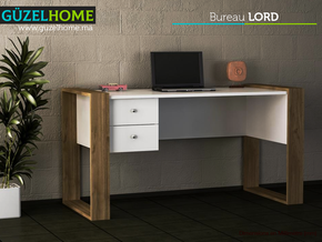 Bureau LORD - Blanc et Noyer - Meubles de décoration chez GÜZELHOME Maroc