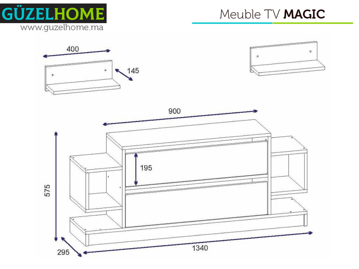 MAGINED - Meuble TV et Table Basse - Salon et séjour