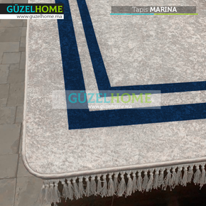 Tapis à franges MARINA - Gris clair et Bleu marine — vue alternative