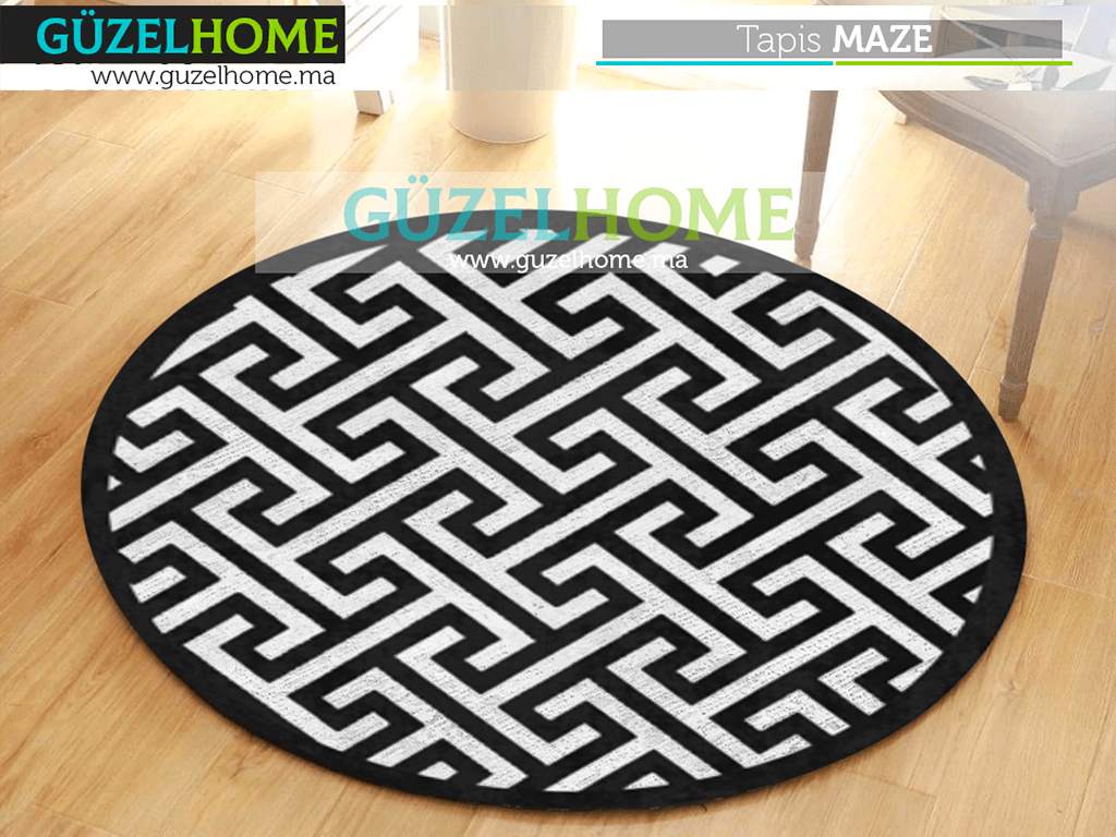 Tapis rond moderne imprimé MAZE - Ameublement intérieur