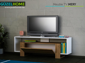 Meuble TV MERY - Noyer et Blanc — vue alternative