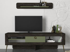 Meuble TV MILANDRA - Noir Charbon, Vert et Doré - Salon et séjour - Meubles de décoration chez GÜZELHOME Maroc