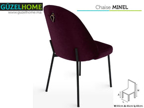 Chaise moderne MINEL - 90 cm - Bordeaux - Meubles de décoration chez GÜZELHOME Maroc