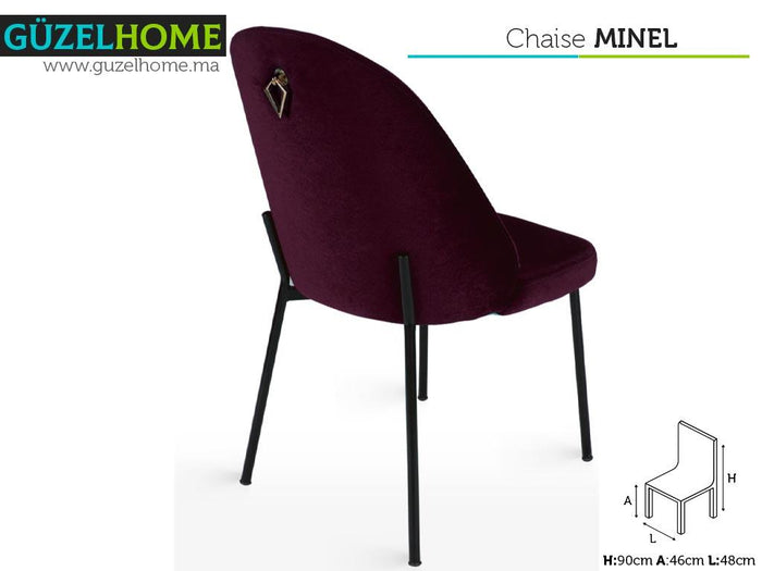 Chaise moderne MINEL - 90 cm - Bordeaux