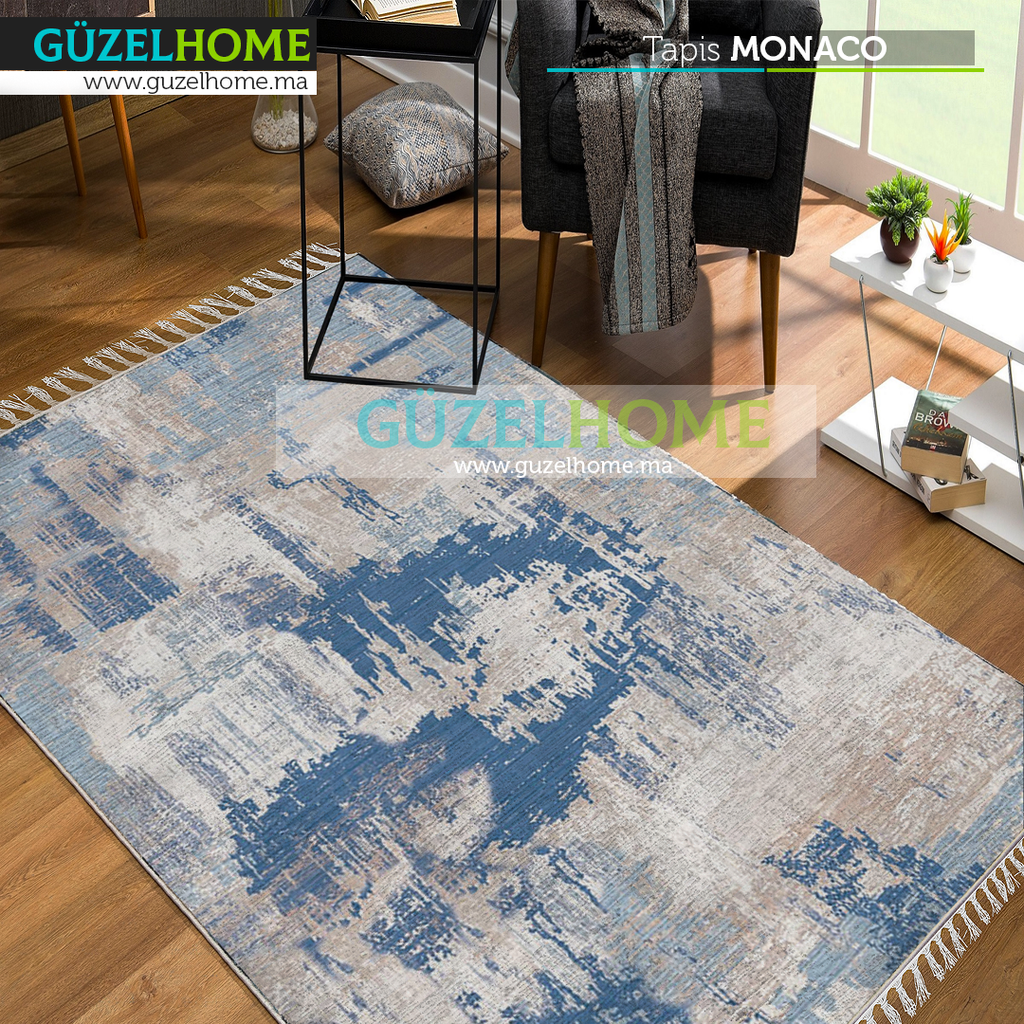 Tapis à franges MONACO - Design moderne et motif artistique