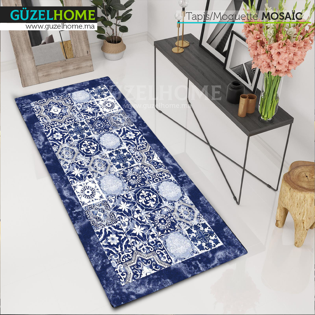 Tapis moderne MOSAÏC - Bleu - Ameublement intérieur