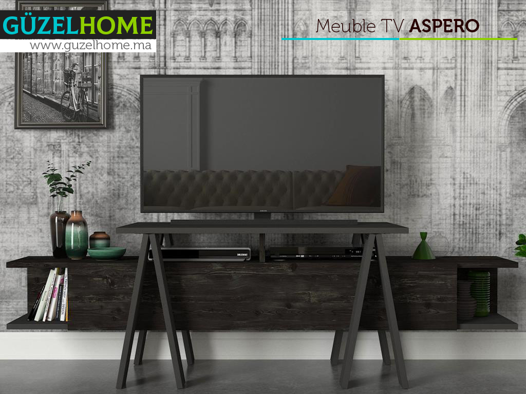 Meuble TV ASPERO - Noir Charbon