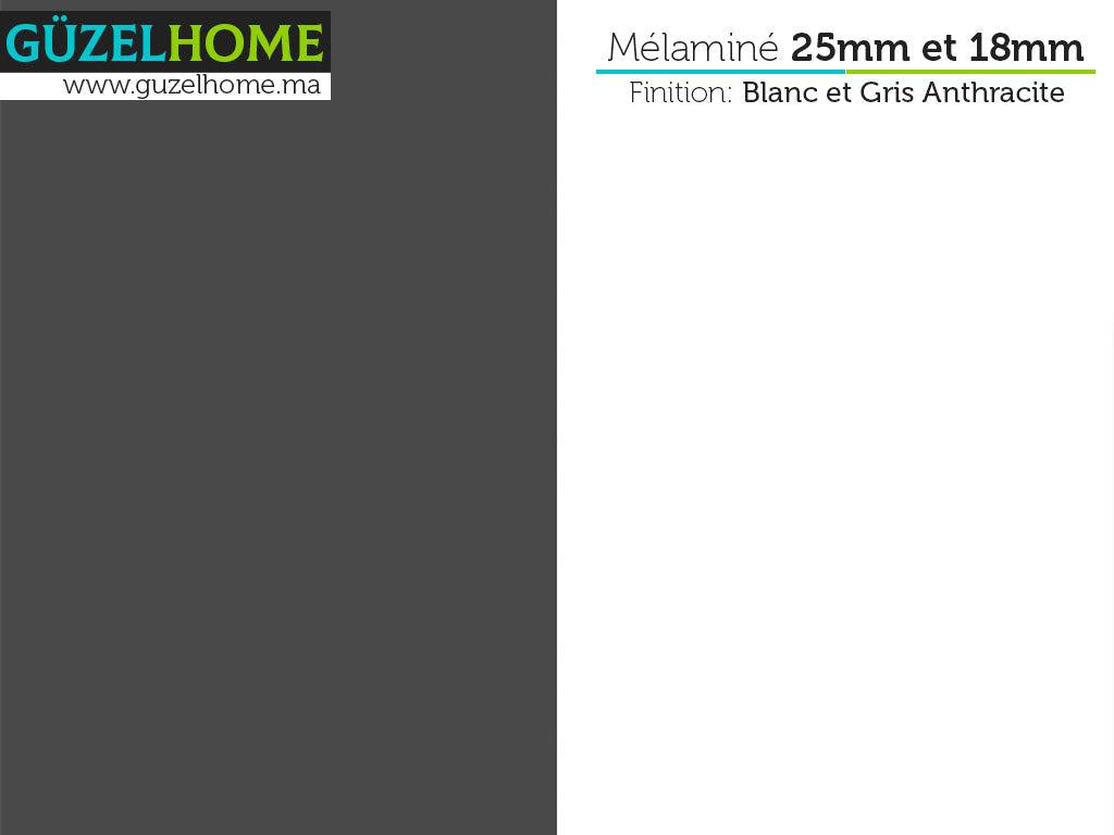 Bureau HONEY 137 cm - Blanc et Gris Anthracite - Étude et Travail