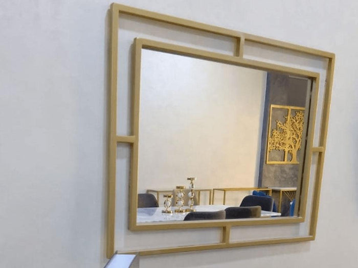 Miroir mural en métal  - cadre en métal doré