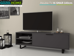 Table TV N-SMAR 140cm - Gris Anthracite - Salon et séjour - Meubles de décoration chez GÜZELHOME Maroc