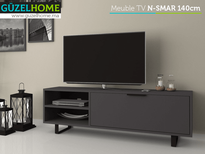Table TV N-SMAR 140cm - Gris Anthracite - Salon et séjour