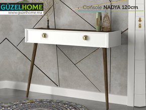 Console NADYA 120cm - Blanc et Noyer - Ameublement intérieur Maroc — vue alternative