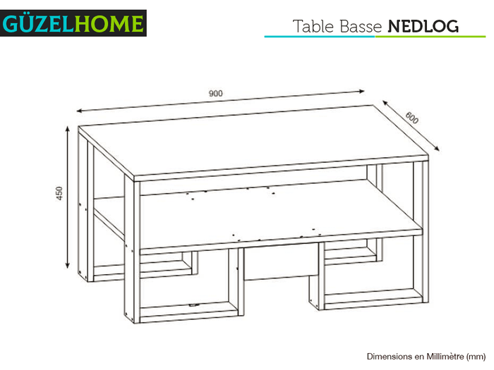 MAGINED - Meuble TV et Table Basse - Salon et séjour