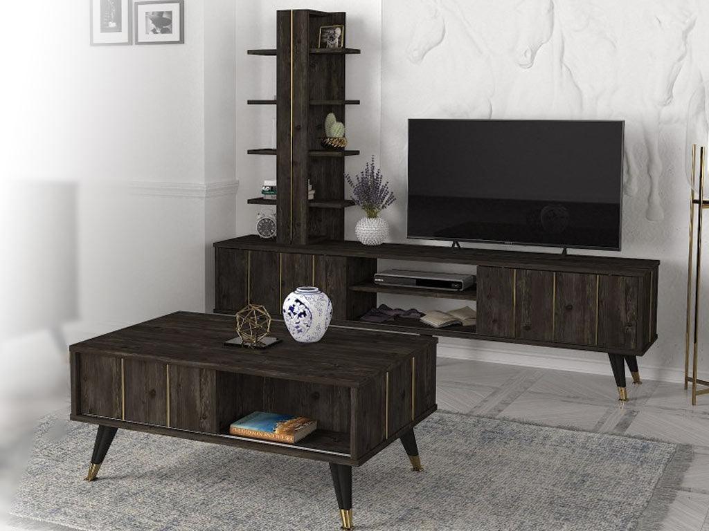 Pack Exclusif NEGRO - Meuble TV et Table basse - Noir Charbon