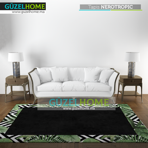 Tapis moderne NEROTROPIC - Noir et vert - Ameublement intérieur — vue alternative