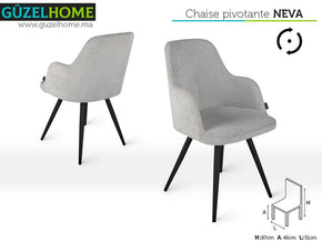 Chaise pivotante pour salle à manger - 87cm - Gris clair - Güzelhome - Meubles de décoration chez GÜZELHOME Maroc