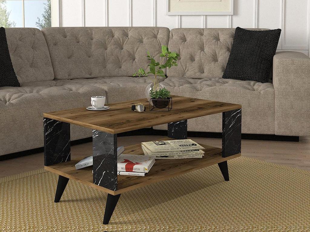 Table Basse NOAH - Effet noyer et marbré