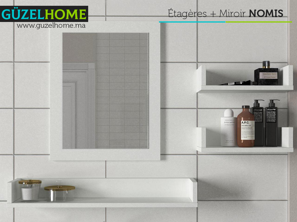 Étagères et miroir NOMIS - Blanc