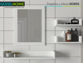 Étagères et miroir NOMIS - Blanc - Meubles de décoration chez GÜZELHOME Maroc
