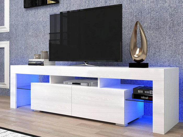 Meuble TV avec éclairage LED OLITS 200cm Blanc