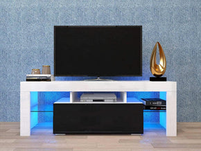 OLITS 150CM - Meuble TV avec éclairage LED - Noir et Blanc - Meubles de décoration chez GÜZELHOME Maroc