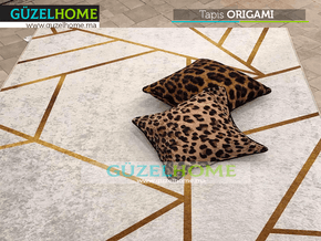 Tapis moderne imprimé ORIGAMI - Gris clair et Doré en dégradé - Salon et Séjour - Meubles de décoration chez GÜZELHOME Maroc
