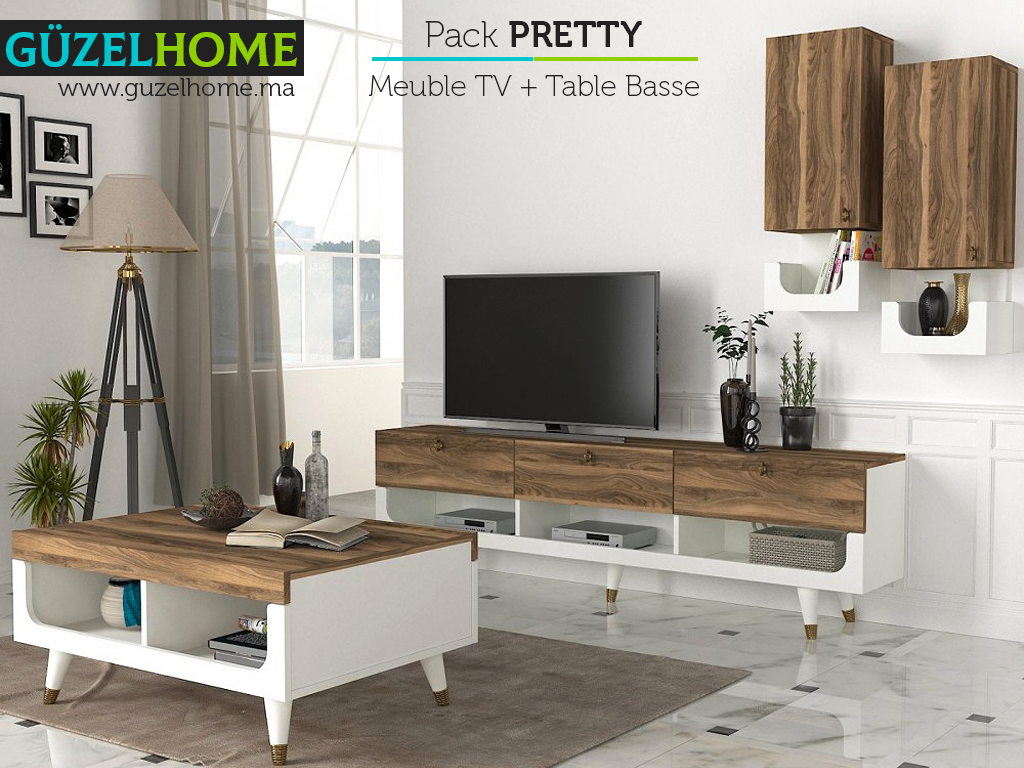 Pack Exclusif PRETTY - Meuble TV - Table Basse