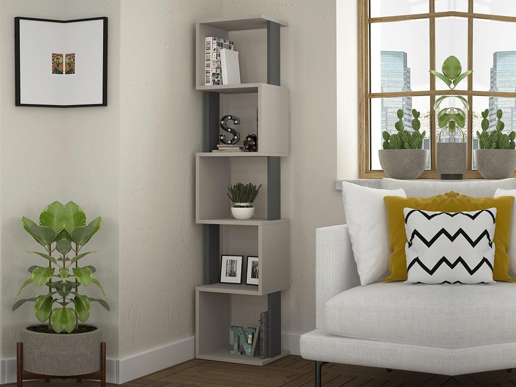 Étagères de rangement PIRI 161 cm - Mocha et Gris Anthracite