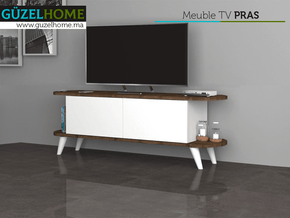 PRAS 140CM - Meuble TV - Noyer et Blanc - Meubles de décoration chez GÜZELHOME Maroc
