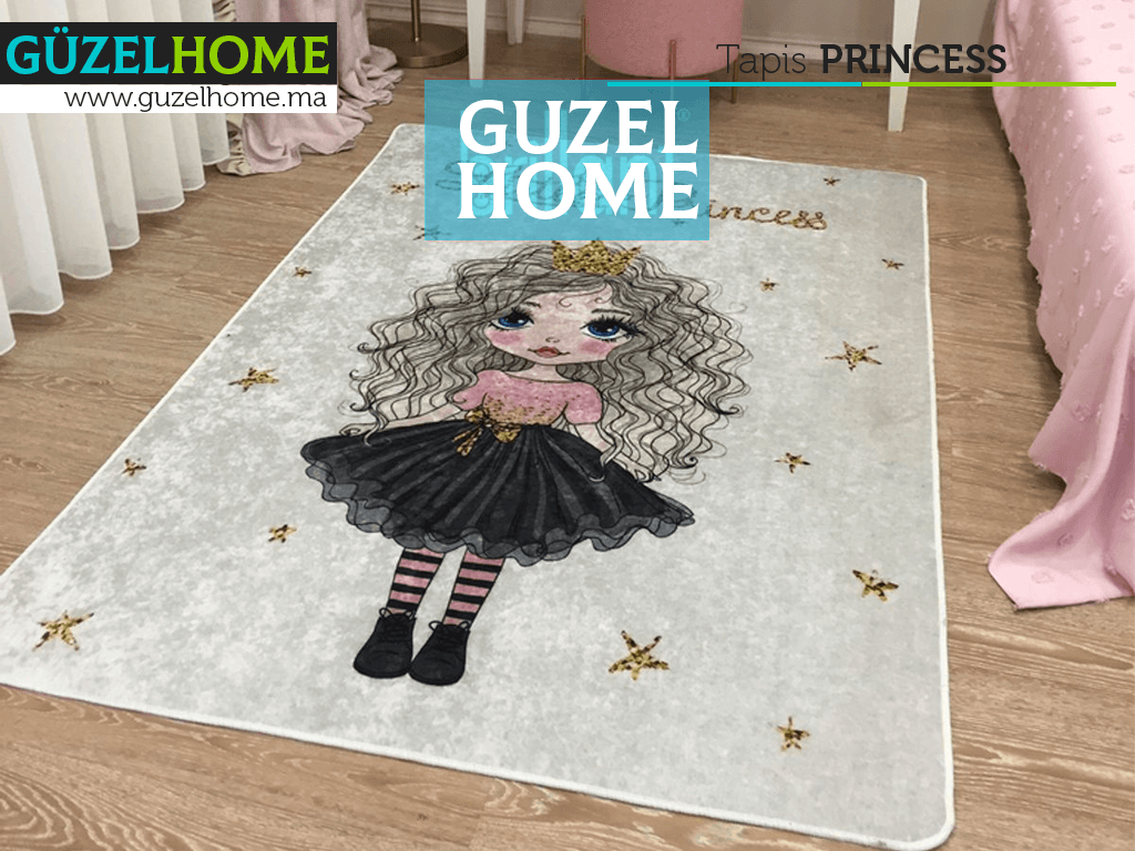 Tapis moderne imprimé PRINCESS - chambre enfants - Ameublement intérieur