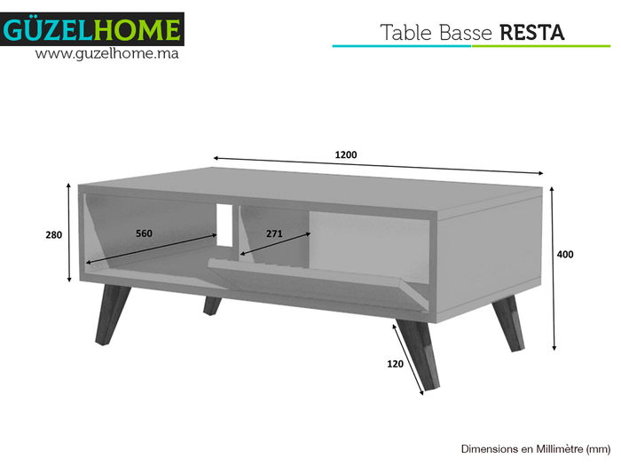 Table Basse ASTER 120cm - Chêne - Salon et séjour
