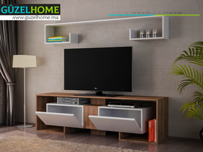 Meuble TV ROSE - Noyer et Blanc — vue alternative
