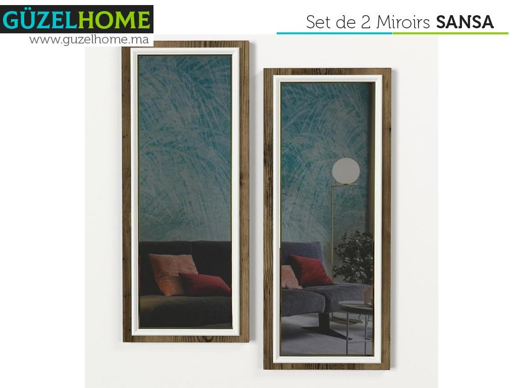 Set de 2 Miroirs SANSA avec encadrement en bois - Entrée et séjour