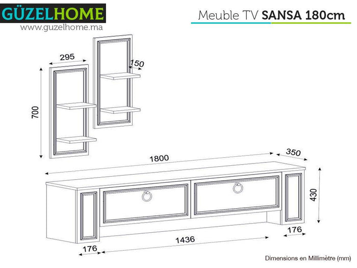 Mega SANSA - Console Buffet - Meuble TV - Table Basse
