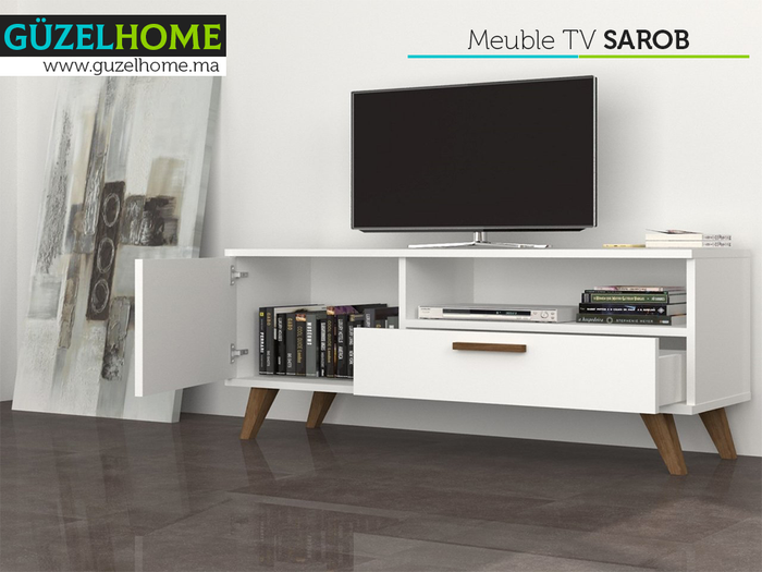 SAROB 120CM - Meuble TV - Blanc