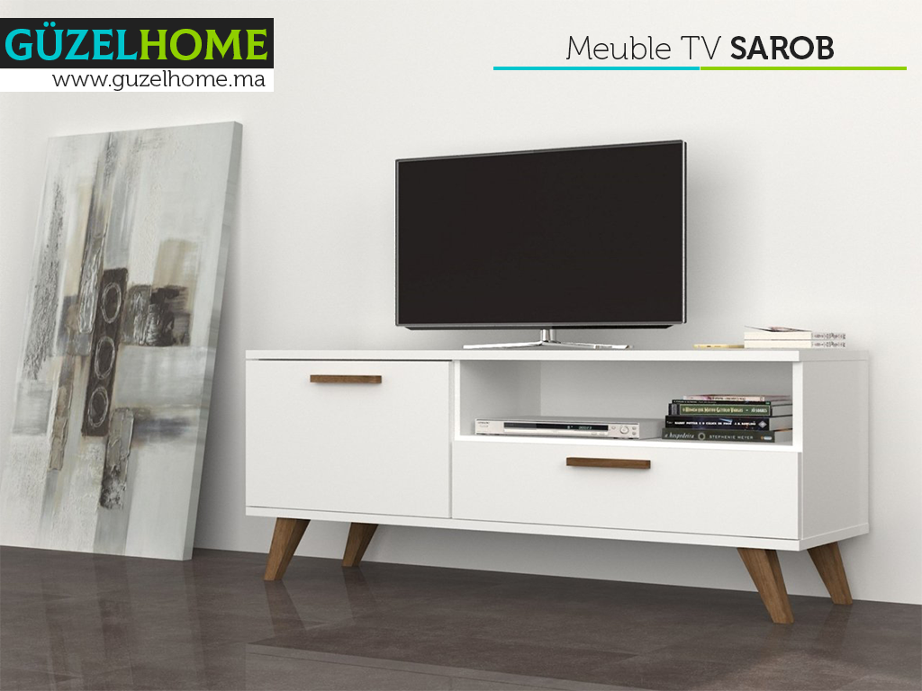 SAROB 120CM - Meuble TV - Blanc