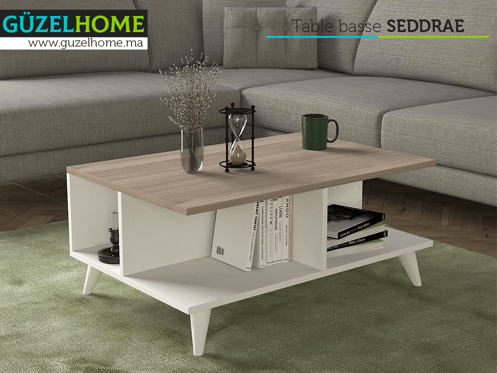 Table basse SEDDRAE - Blanc et Gris Cordoba