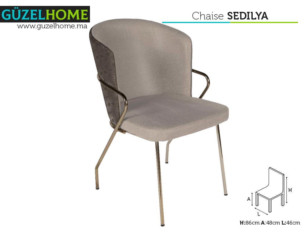 Chaise SEDILYA pour salle à manger - 86cm - Taupe, Beige et Doré