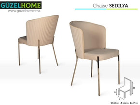 Chaise pour Salle à Manger SEDILYA - Crème et Doré - Meubles de décoration chez GÜZELHOME Maroc
