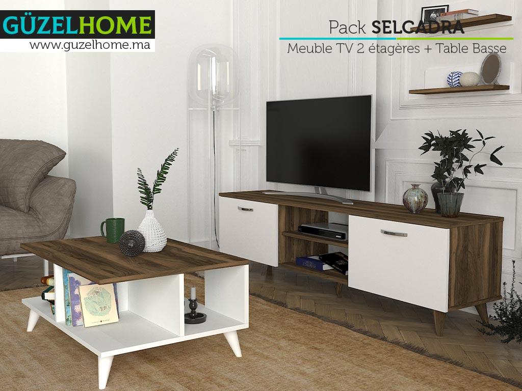 Pack SELCADRA - Meuble TV et Table Basse - Salon et séjour
