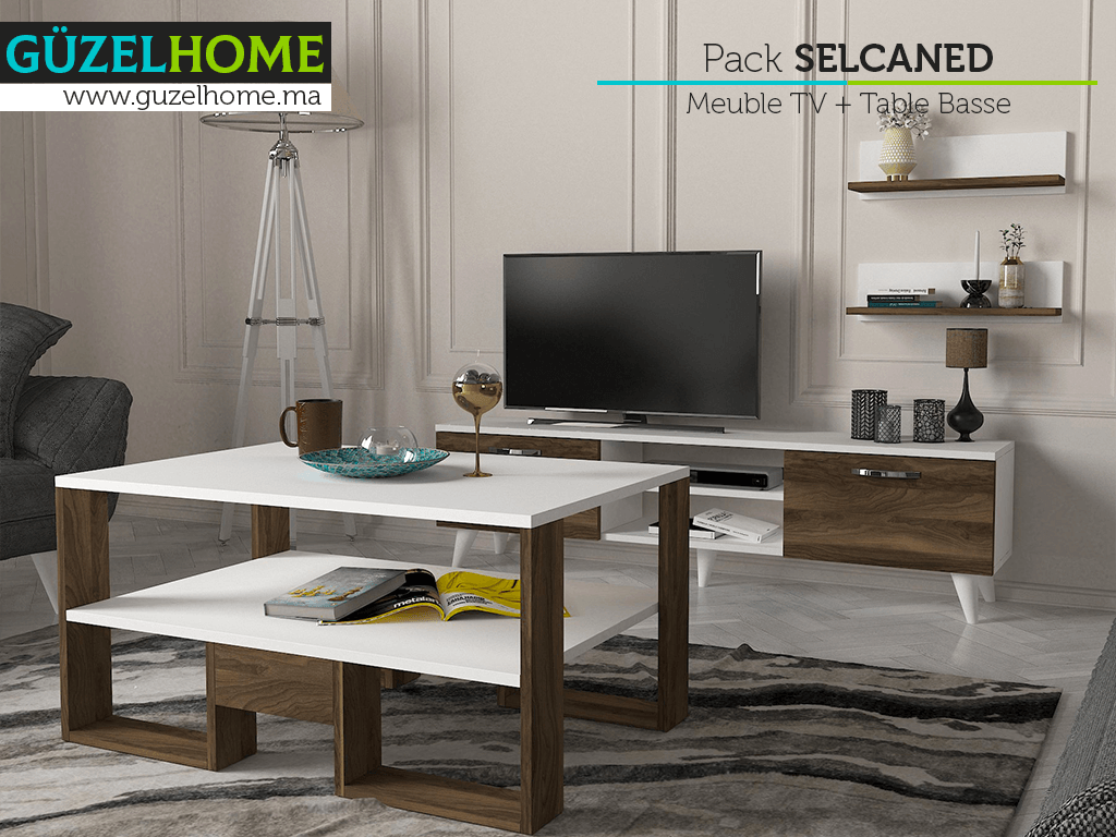 Pack SELCANED - Meuble TV et Table Basse - Salon et séjour