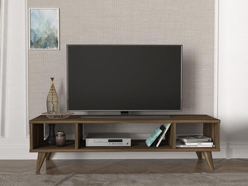 Stand TV SILVIO 120 cm - Effet Noyer - Salon et séjour