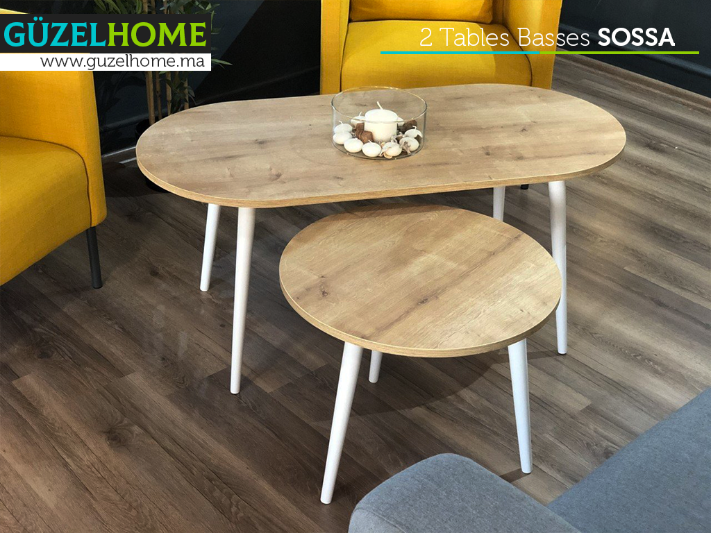 SOSSA 118cm - 2 Tables Basses - Chêne