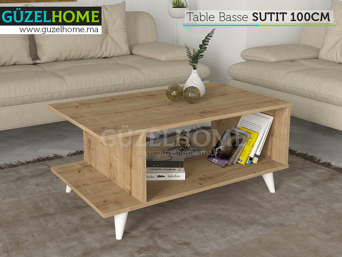 Table Basse SUTIT 100cm - Effet bois chêne - Salon et séjour