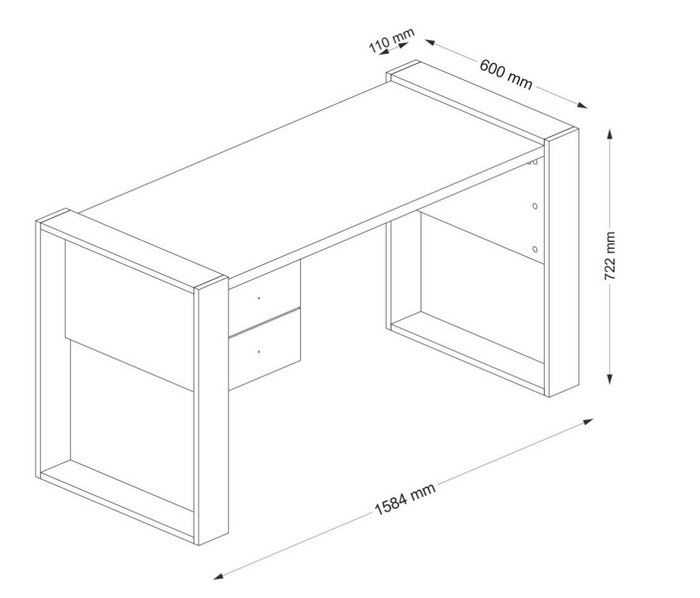 Bureau LORD - Blanc et Noyer