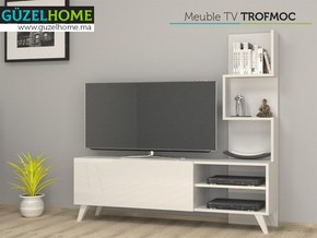 TROFMOC 140cm - Meuble TV avec rangement - Blanc. - Meubles de décoration chez GÜZELHOME Maroc