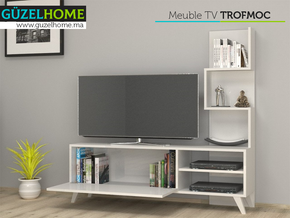 TROFMOC  140cm - Meuble TV avec rangement - Blanc. — vue alternative