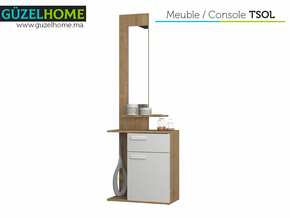 TSOL - Meuble Console d'entrée - Chêne et Blanc — vue alternative