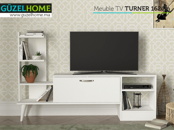 Meuble TV TURNER 162cm - Blanc