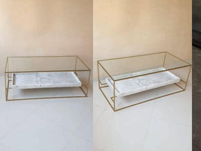Table basse design PLATO - Verre Marbre et Métal — vue alternative